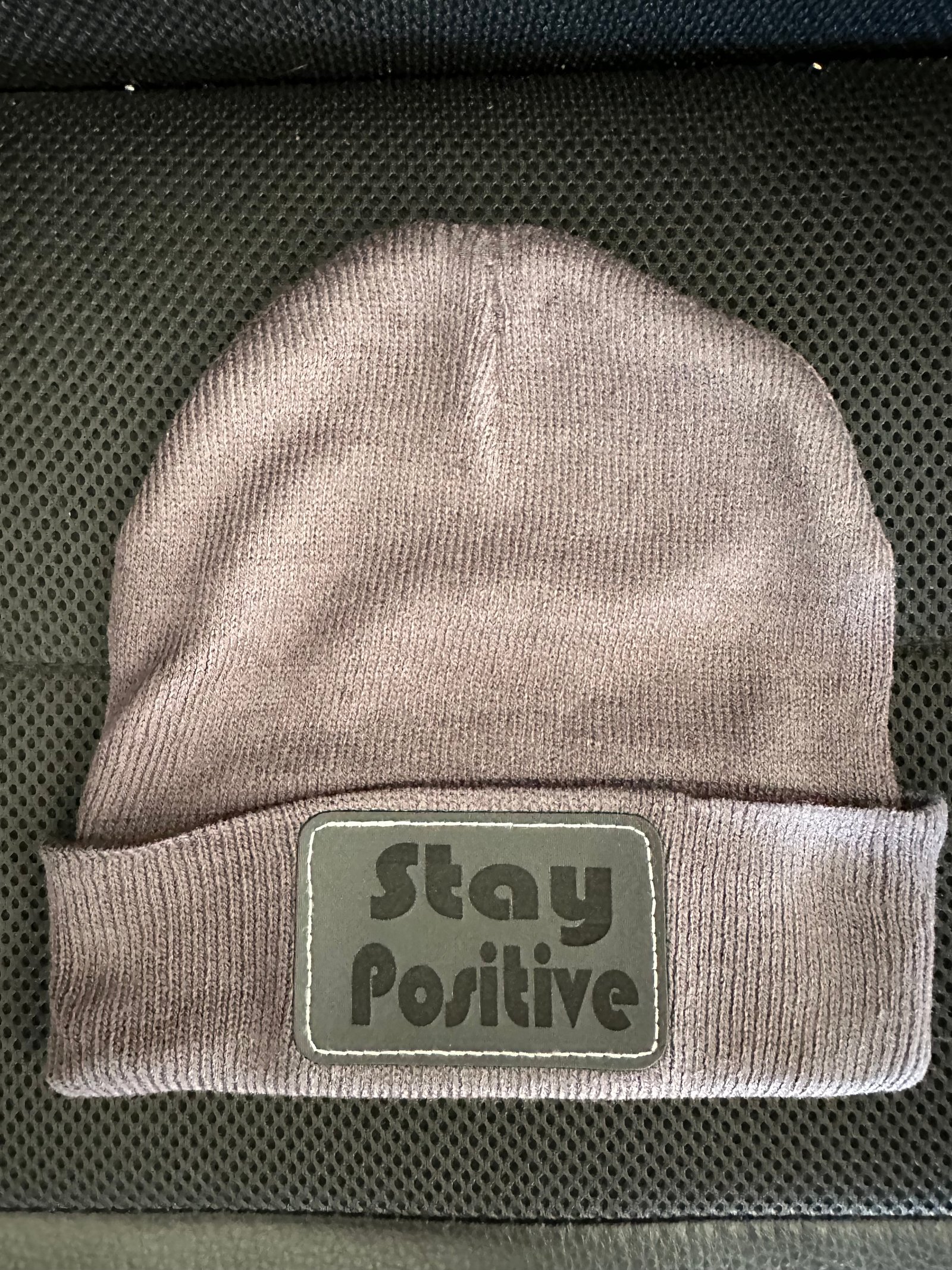 Stay positive beanie with custom patch